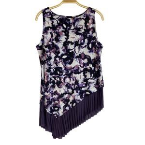2/$30 Simply Vera Wang Asymmetrical Tank Top Women M Purple Tie Dye Whimsigoth